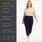 Emreco Combat Style Bengaline Stretch Utility Crop Trouser (Size - 12) - Navy