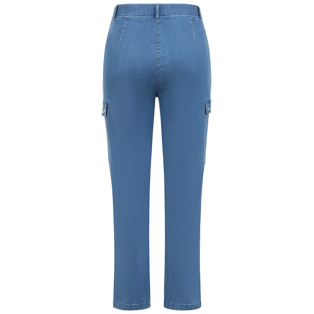 Emreco Comfort Stretch Denim Cargo Trousers (Size 12) - Light Blue