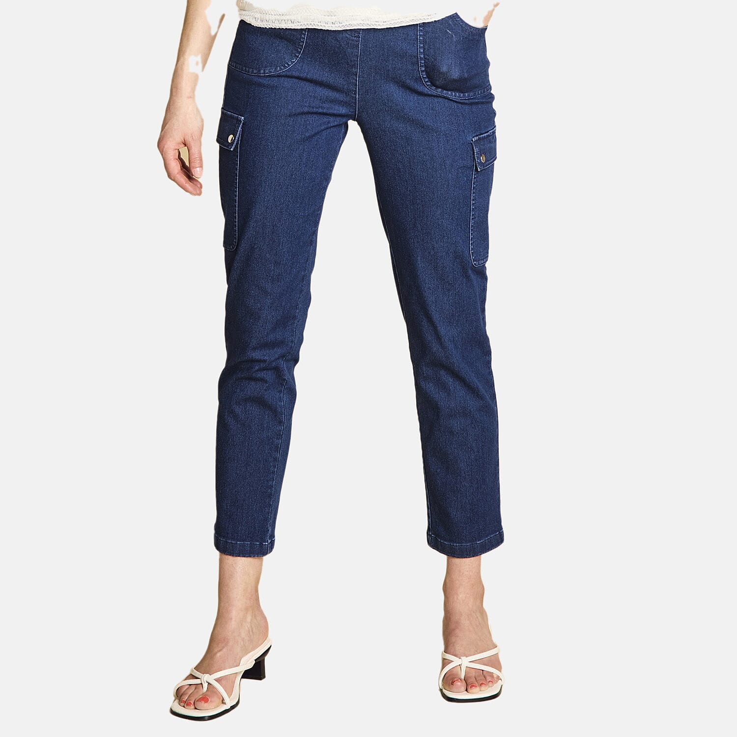 Emreco Comfort Stretch Denim Cargo Trousers (Size 14) - Denim Blue