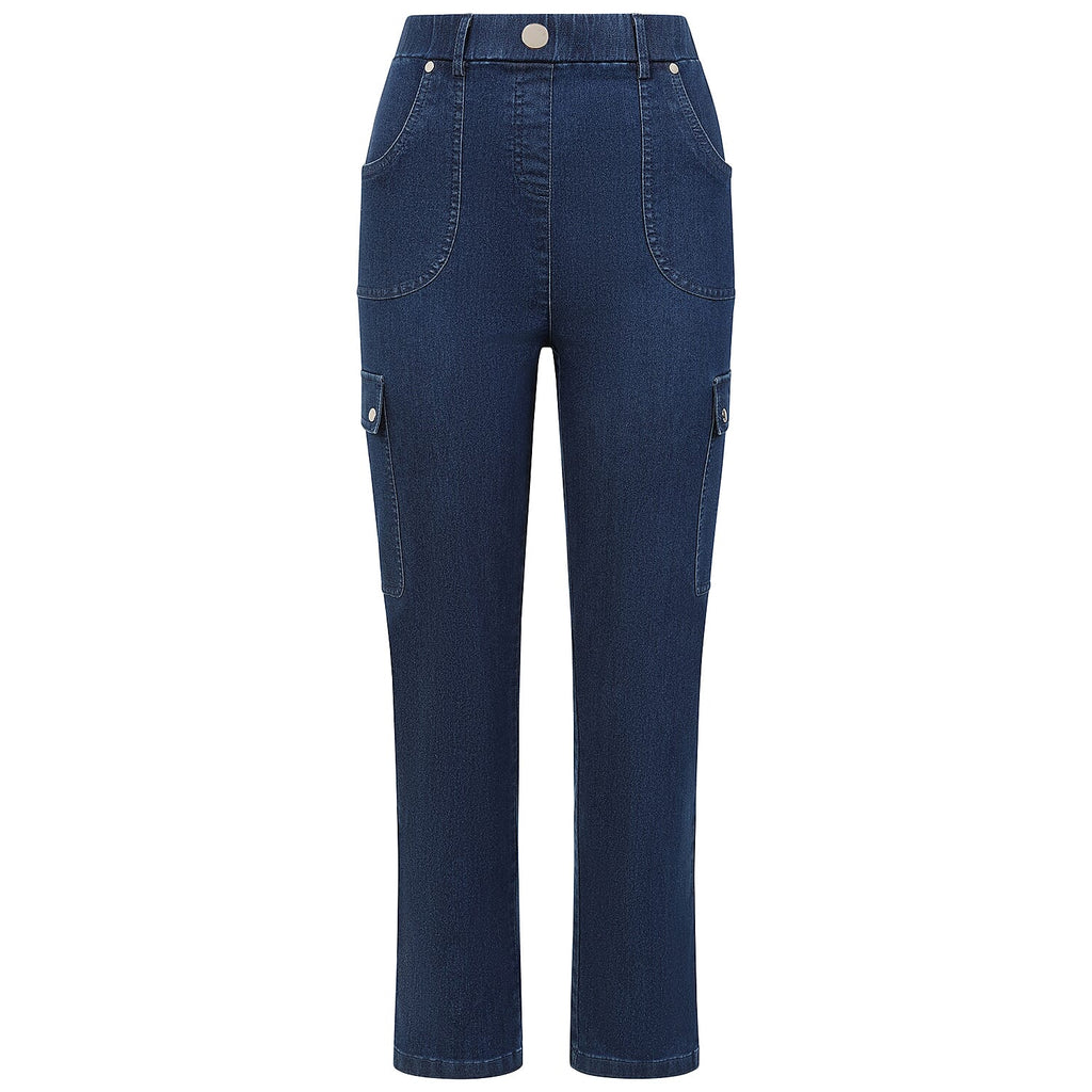 Emreco Comfort Stretch Denim Cargo Trousers (Size 16) - Denim Blue