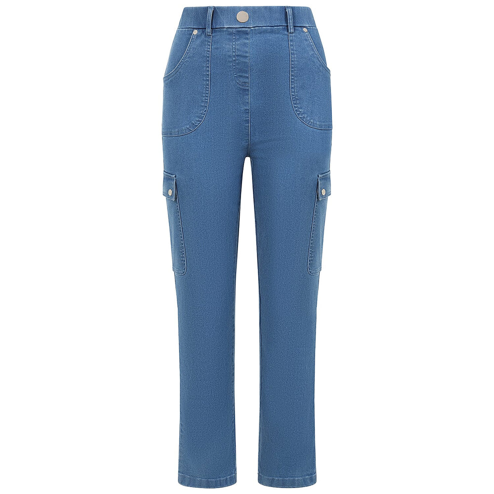 Emreco Comfort Stretch Denim Cargo Trousers (Size 16) - Light Blue