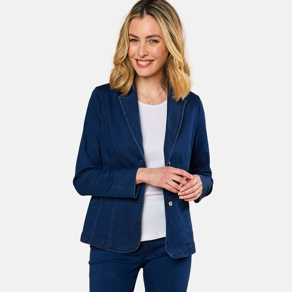 Cotton Blazer (Size 12) - Denim Blue