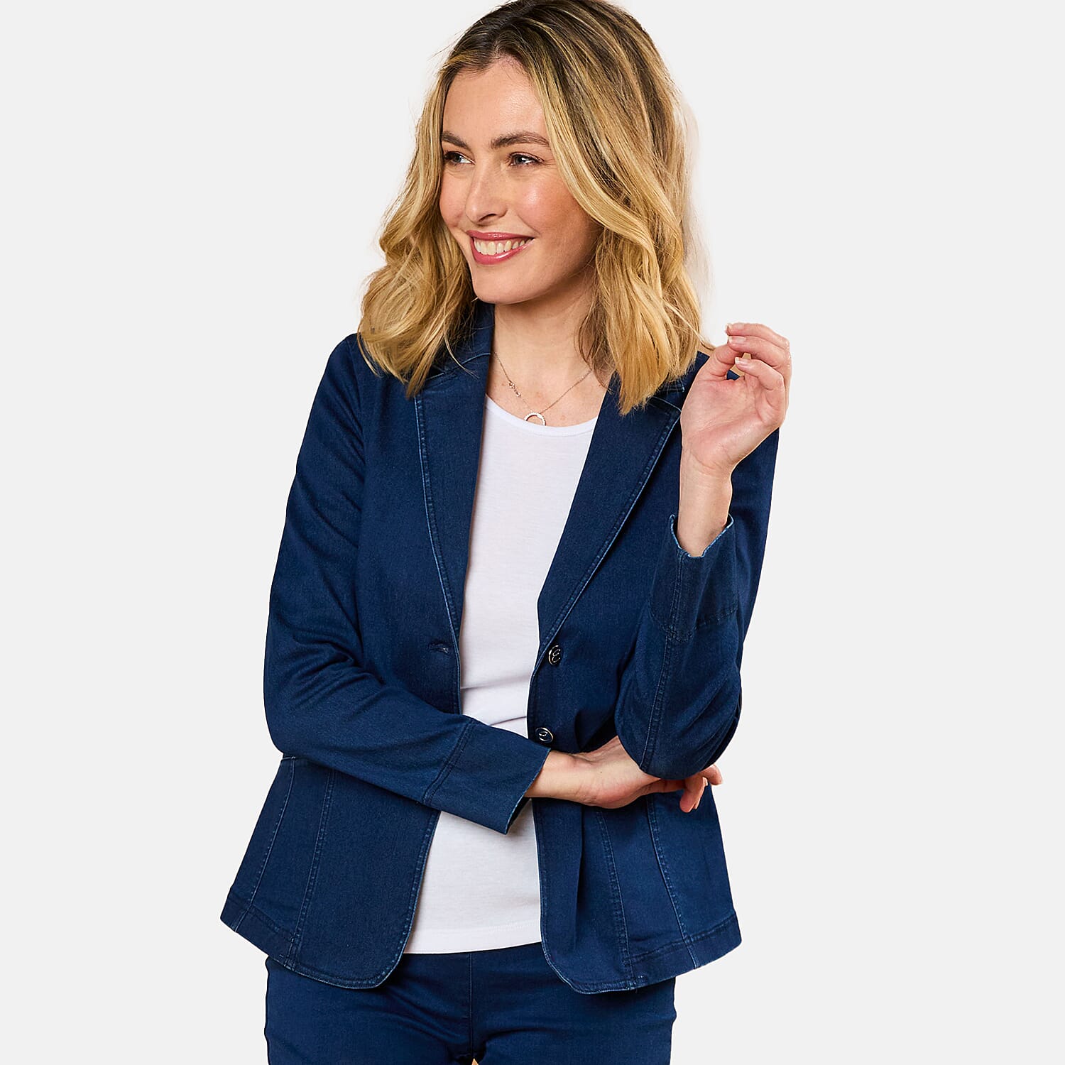 Cotton Blazer (Size 12) - Denim Blue