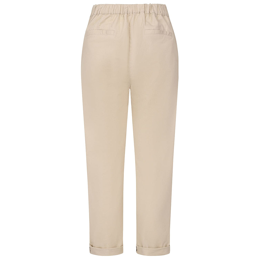 Emreco Cotton Elastic Back Turn Up Chino (Size 14) - Stone