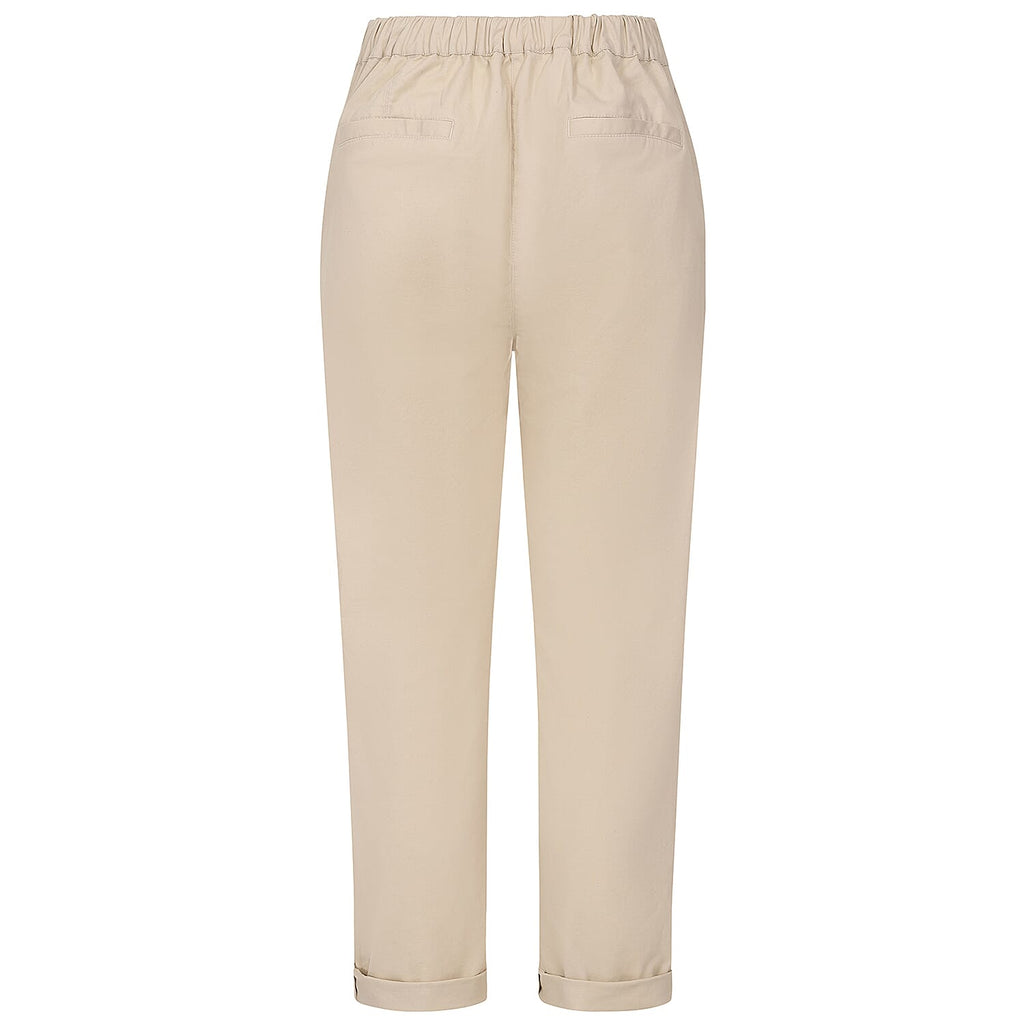 Emreco Cotton Elastic Back Turn Up Chino (Size 14) - Stone