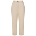 Emreco Cotton Elastic Back Turn Up Chino (Size 16) - Stone