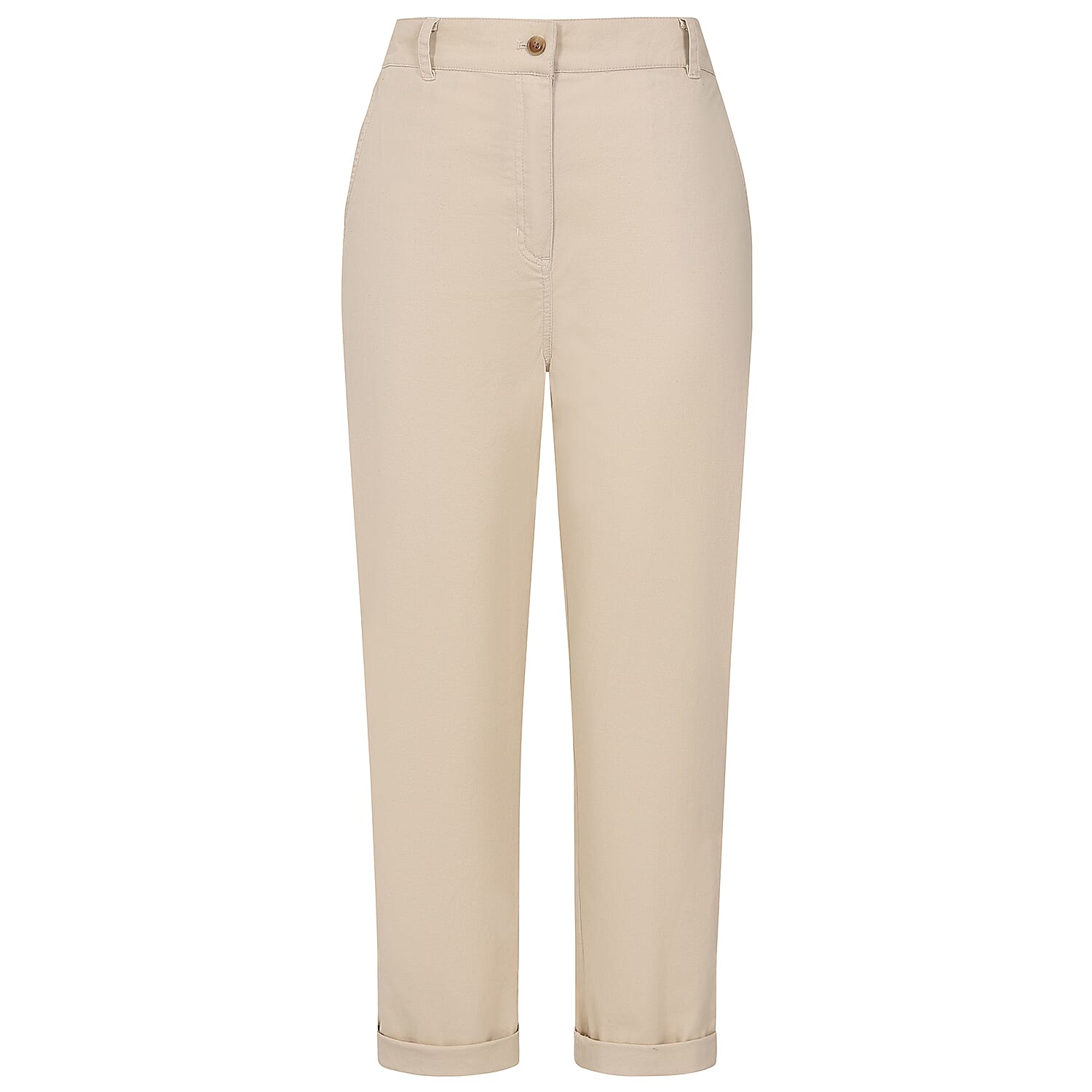 Emreco Cotton Elastic Back Turn Up Chino (Size 18) - Stone