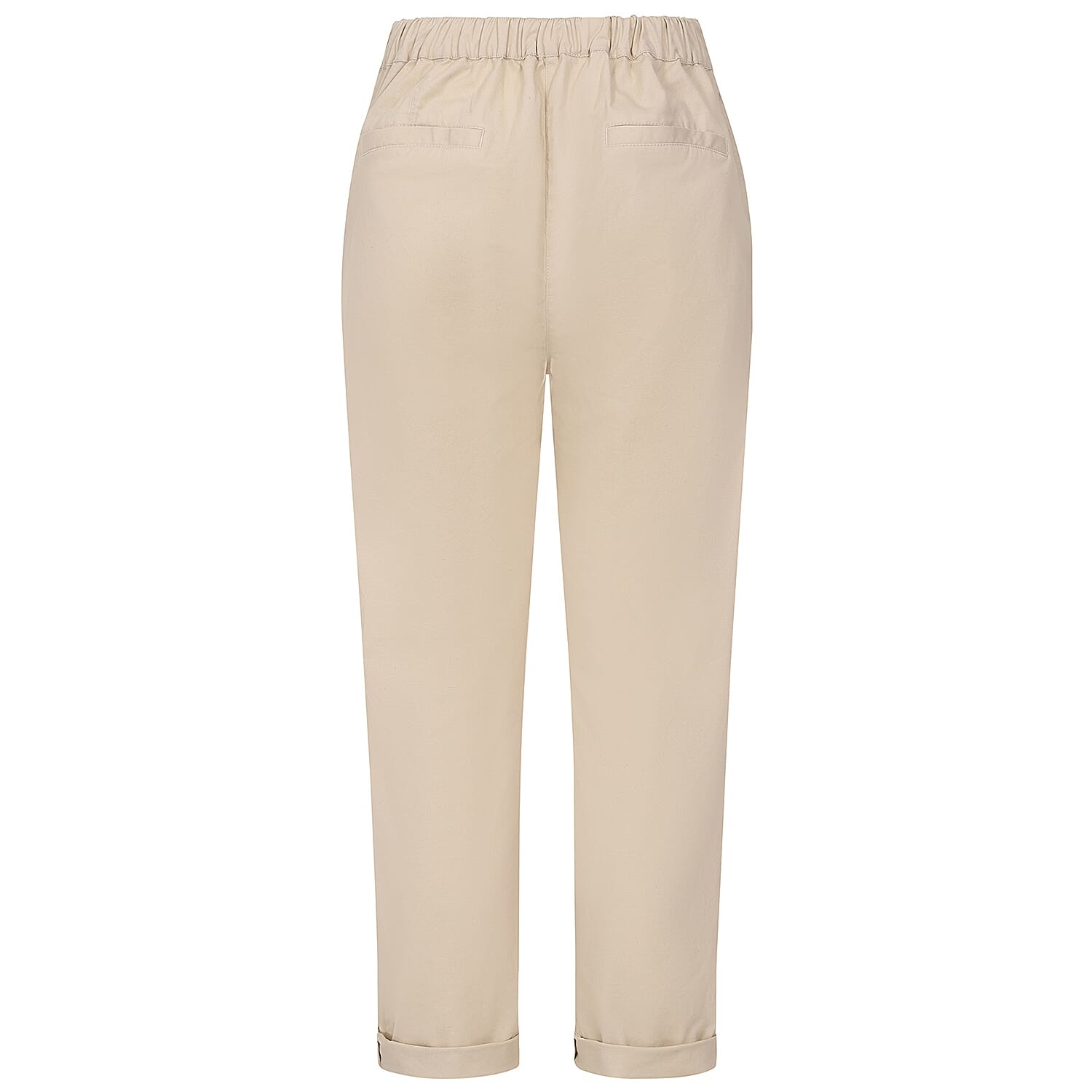 Emreco Cotton Elastic Back Turn Up Chino (Size 20) - Stone