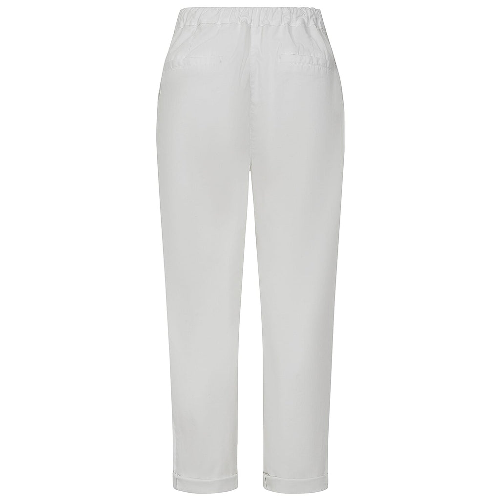 Emreco Cotton Elastic Back Turn Up Chino (Size 12) - White
