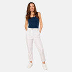Emreco Cotton Elastic Back Turn Up Chino (Size 18) - White