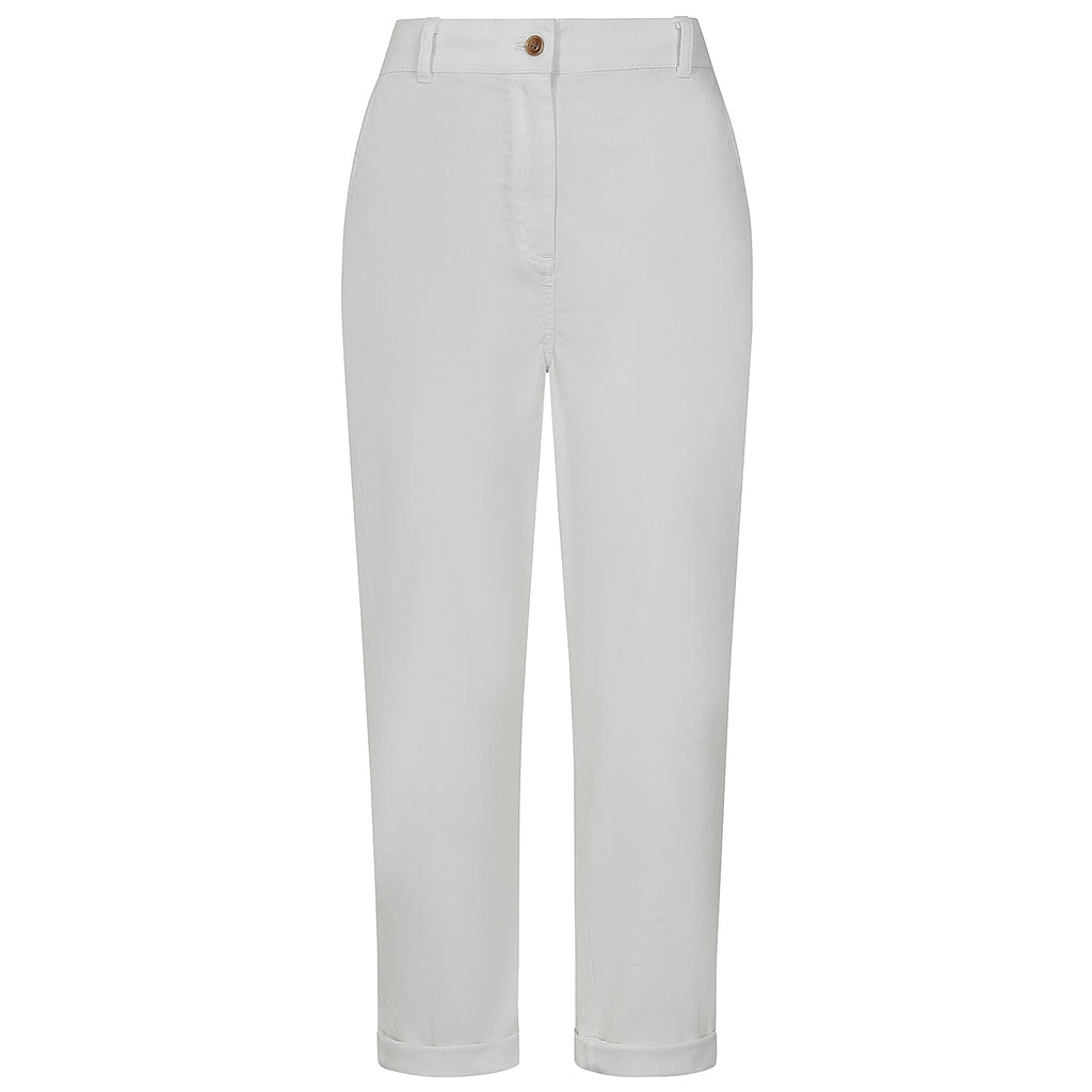 Emreco Cotton Elastic Back Turn Up Chino (Size 18) - White