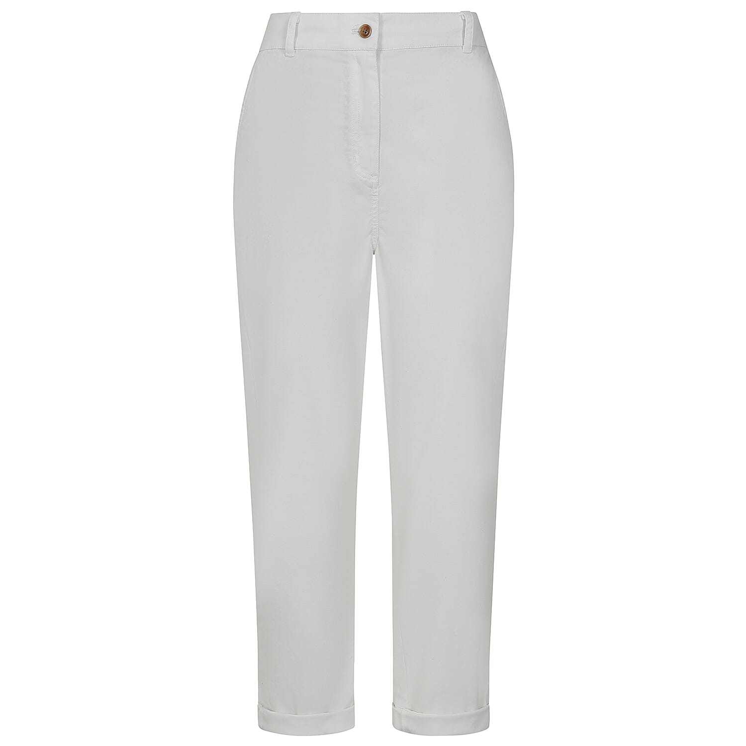 Emreco Cotton Elastic Back Turn Up Chino (Size 18) - White