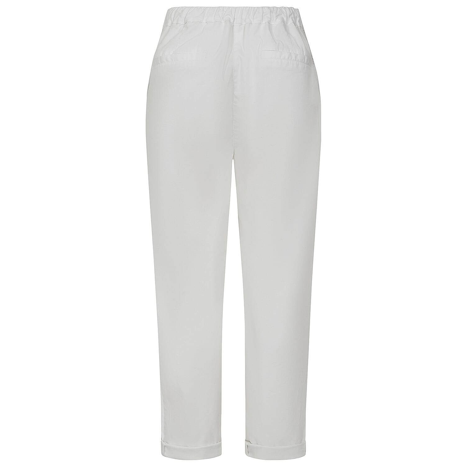 Emreco Cotton Elastic Back Turn Up Chino (Size 18) - White