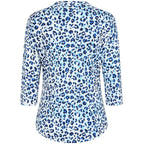 Emreco 3-4 Sleeve Animal Printed Mandarin Collar Blouse (Size 16) - Blue & White