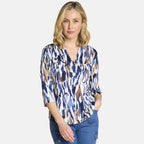 Emreco 3-4 Sleeve Printed Mandarin Collar Blouse (Size 12) - Chevron