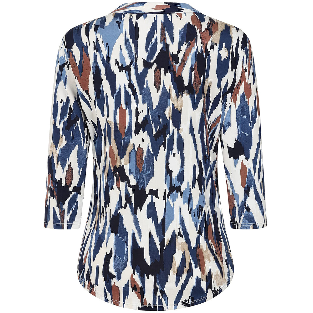Emreco 3-4 Sleeve Printed Mandarin Collar Blouse (Size 12) - Chevron