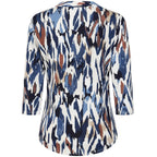 Emreco 3-4 Sleeve Printed Mandarin Collar Blouse (Size 14) - Chevron