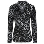 Emreco Long Sleeve Animal Print Blouse - Black