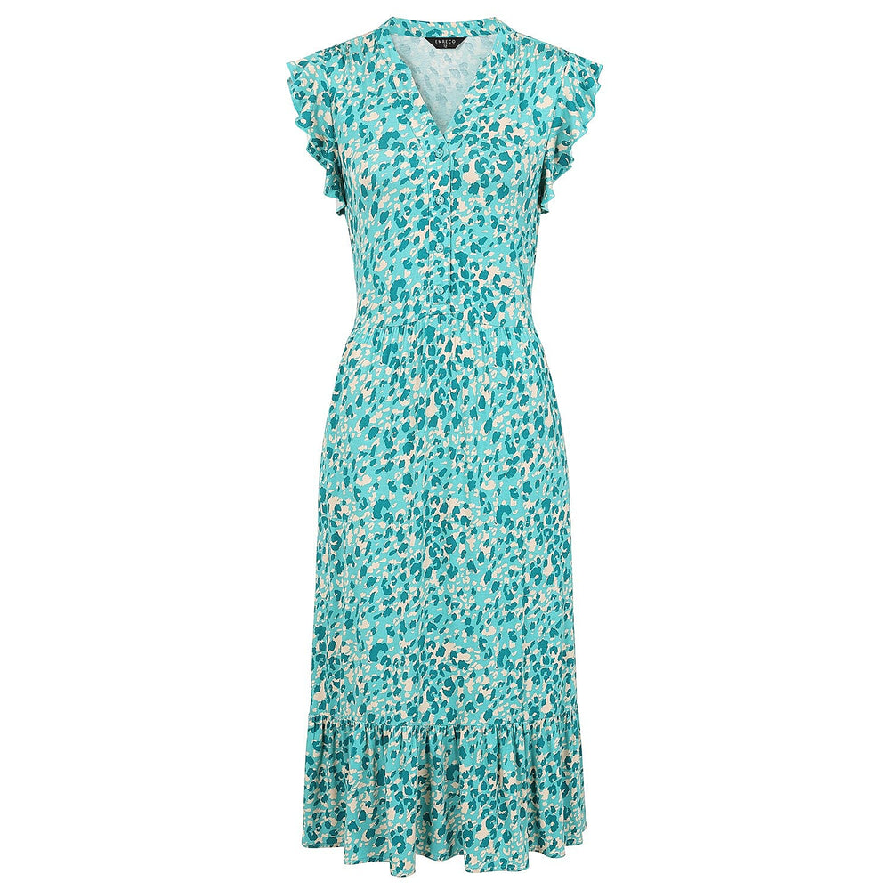 Emreco Sleeveless Tie Waist Animal Tile Print Midi Dress (Size - 14)