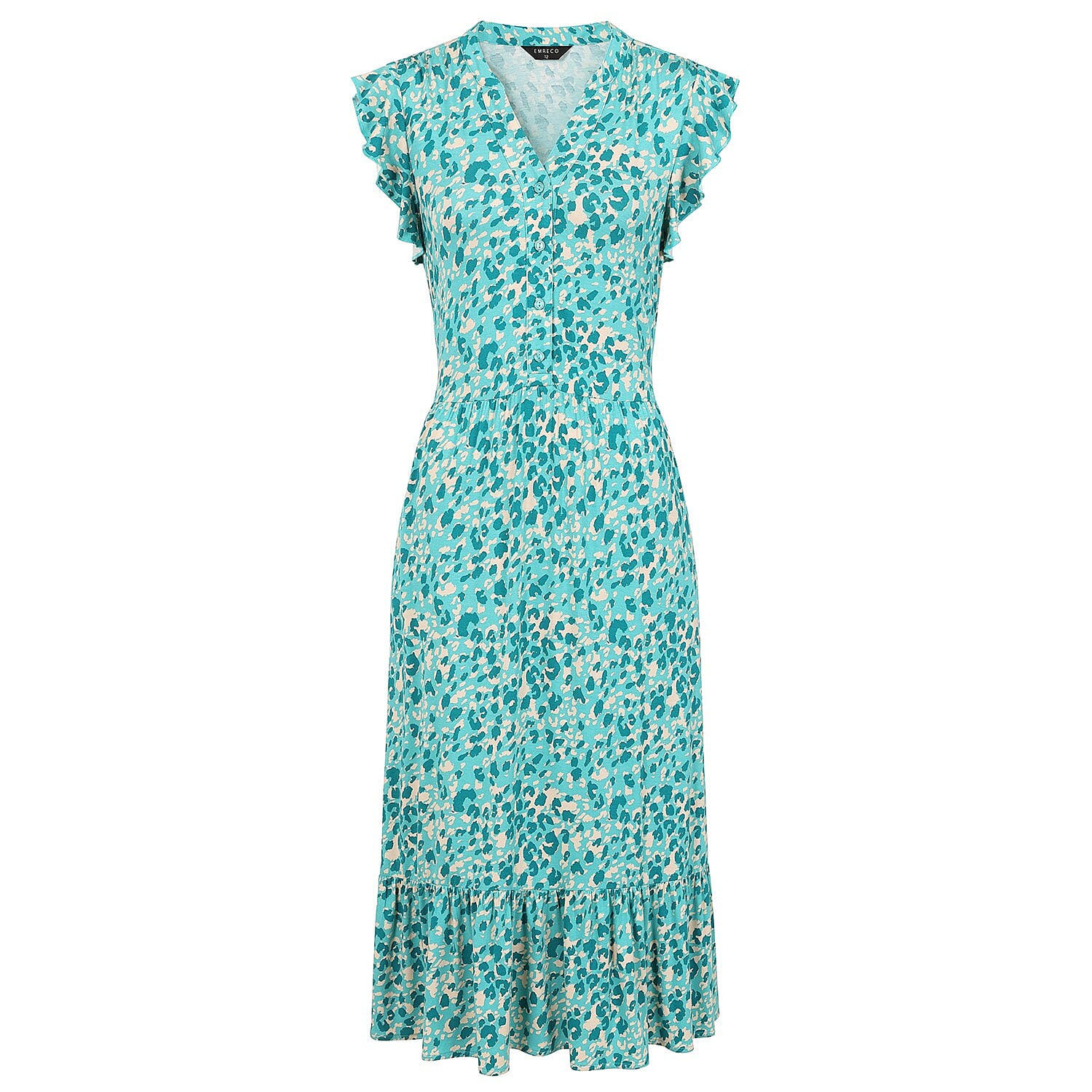 Emreco Sleeveless Tie Waist Animal Tile Print Midi Dress (Size - 14)