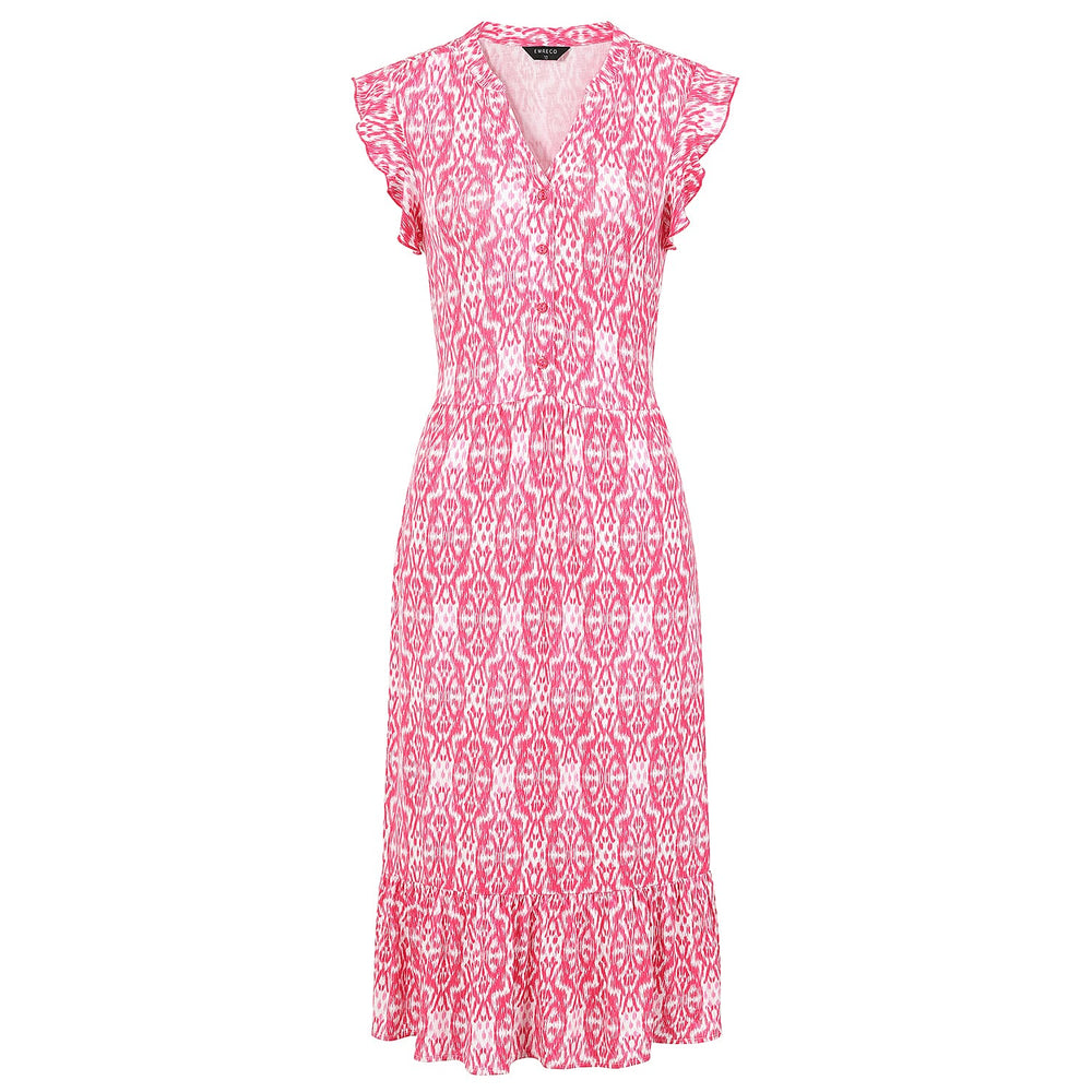 Emreco Sleeveless Tie Waist Geo Tile Print Midi Dress (Size - 16) - Pink