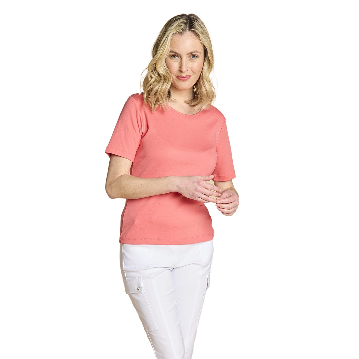 Emreco Short Sleeve Crew Neck T-Shirt (Size - 10) - Coral
