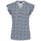 Emreco Blur Animal Print V-Neck Sleeveless Frill Top (Size 20)