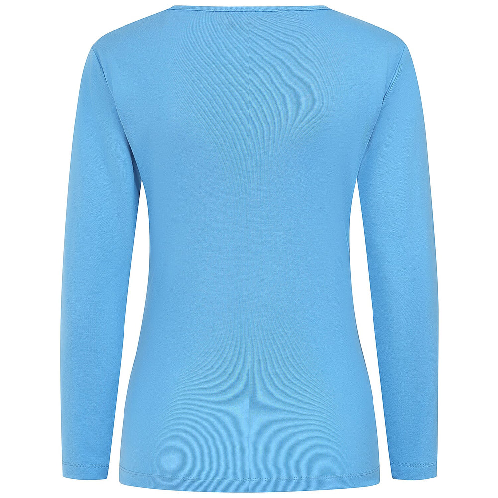 Emreco Womens Fitted Long Sleeve Crew Neck Basic Top (Size 12) - Blue
