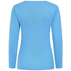Emreco Womens Fitted Long Sleeve Crew Neck Basic Top (Size 10) - Blue