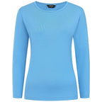 Emreco Womens Fitted Long Sleeve Crew Neck Basic Top (Size 14) - Blue