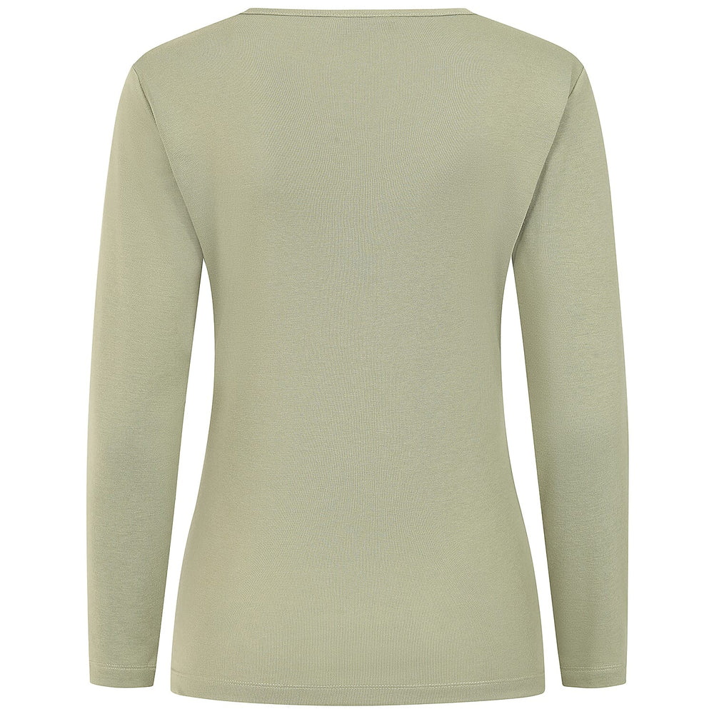 Emreco Womens Fitted Long Sleeve Crew Neck Basic Top (Size 14) - Khaki