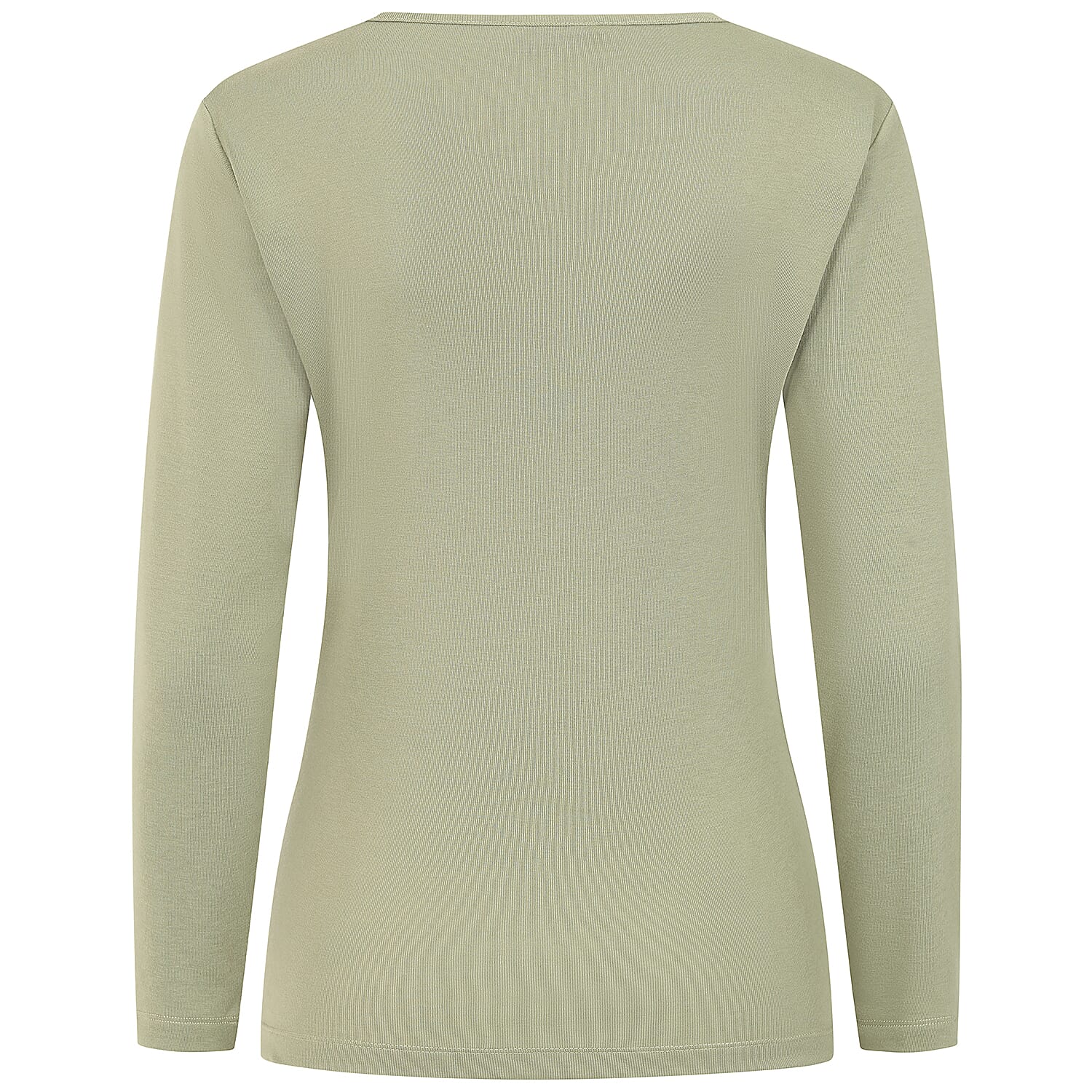 Emreco Womens Fitted Long Sleeve Crew Neck Basic Top (Size 14) - Khaki