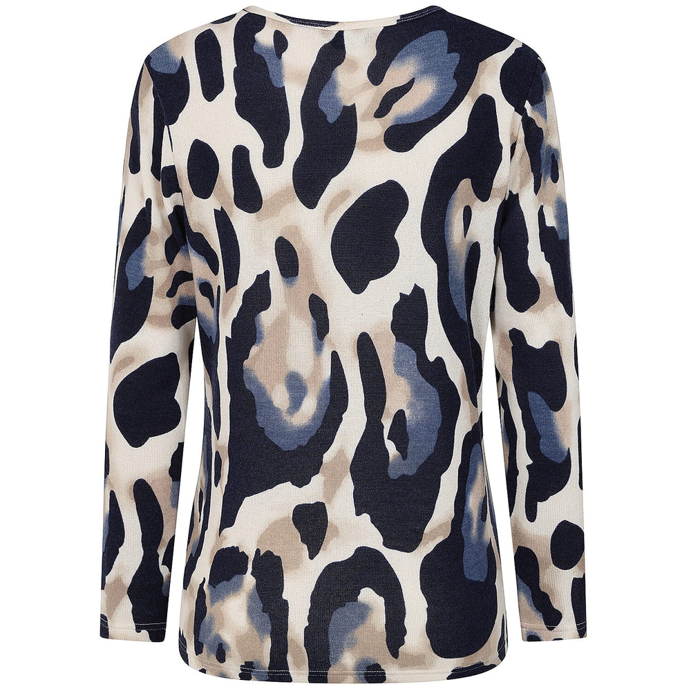 Emreco Artistic Print Round Neck Top (Size 20) - Blue