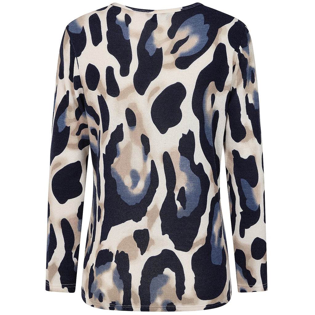 Emreco Artistic Print Round Neck Top (Size 20) - Blue