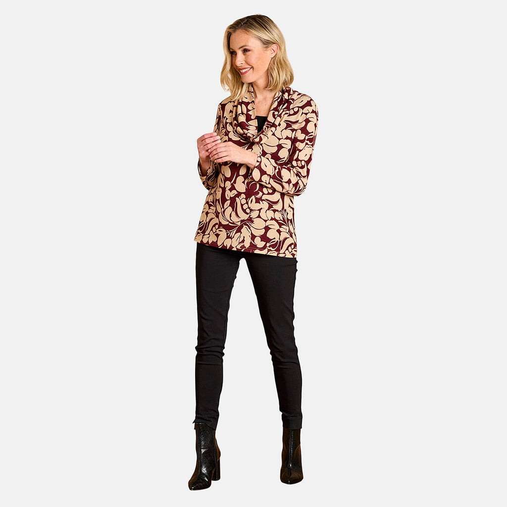 Emreco Cowl Neck Top (Size 20) - Wine