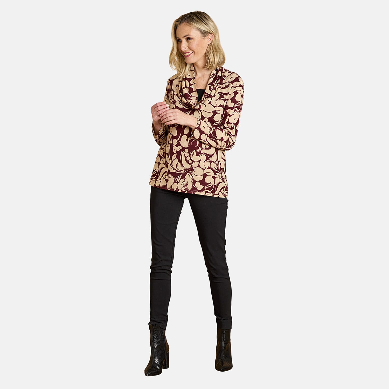 Emreco Cowl Neck Top (Size 20) - Wine