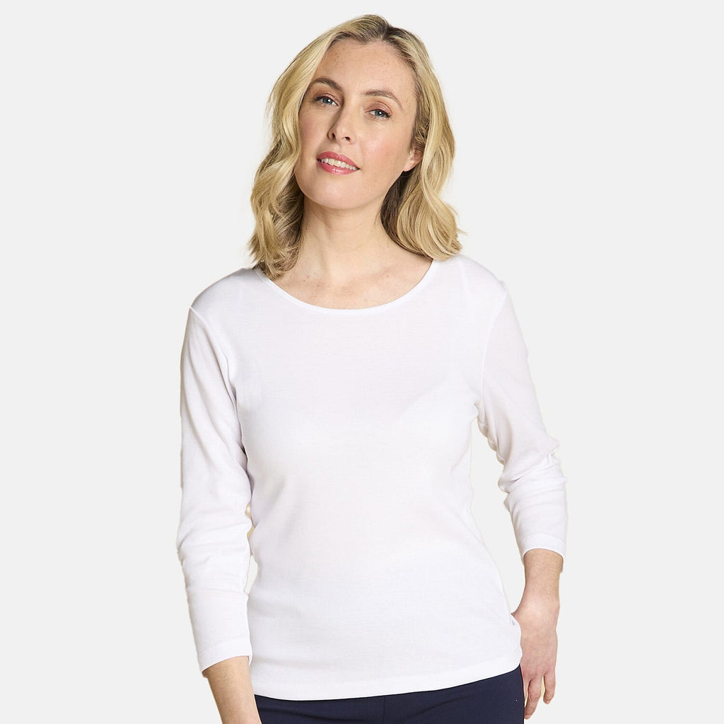 Emreco Womens Fitted Long Sleeve Crew Neck Basic Top (Size 12) - White