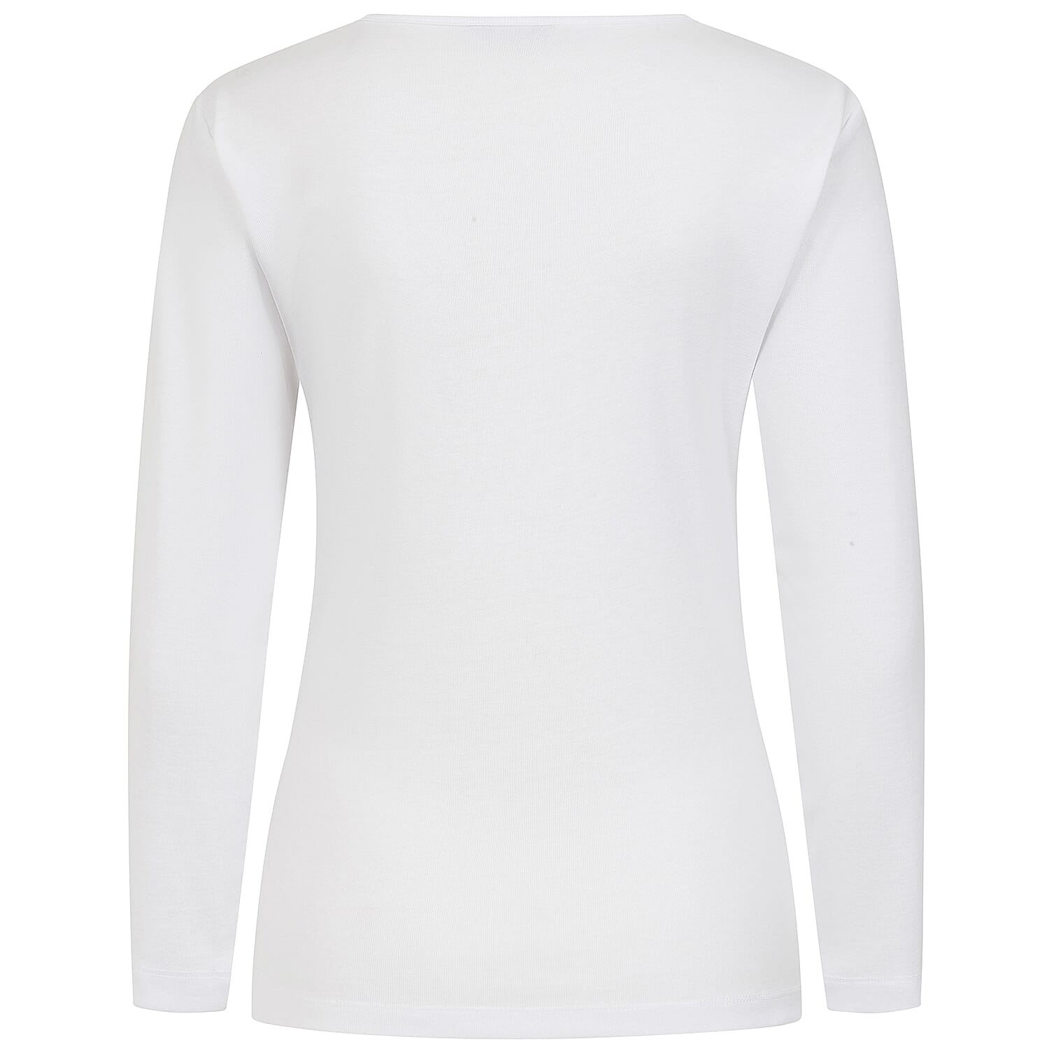 Emreco Womens Fitted Long Sleeve Crew Neck Basic Top (Size 10) - White