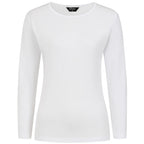 Emreco Womens Fitted Long Sleeve Crew Neck Basic Top (Size 14) - White