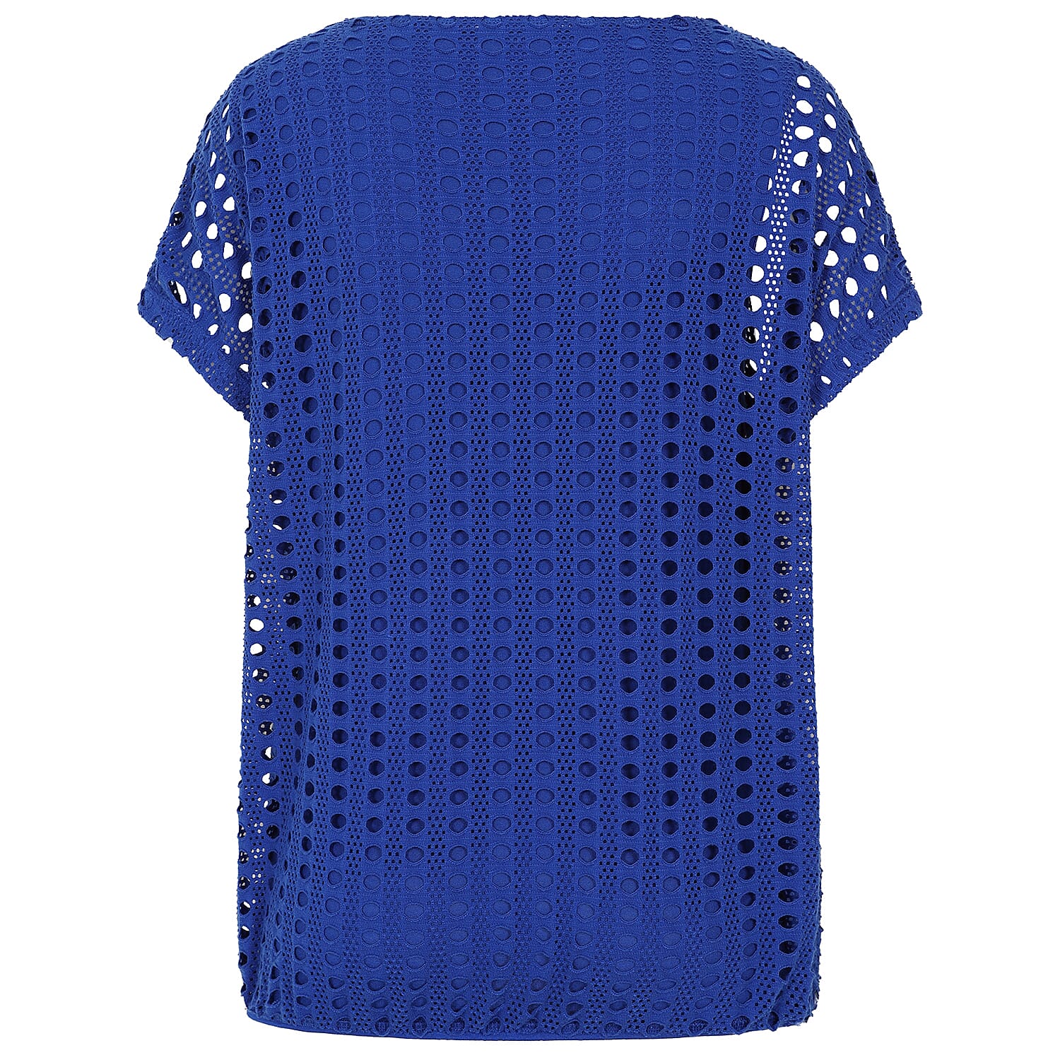 Emreco Lace Jersey Knit Elastic Hem Top (Size 16) - Blue