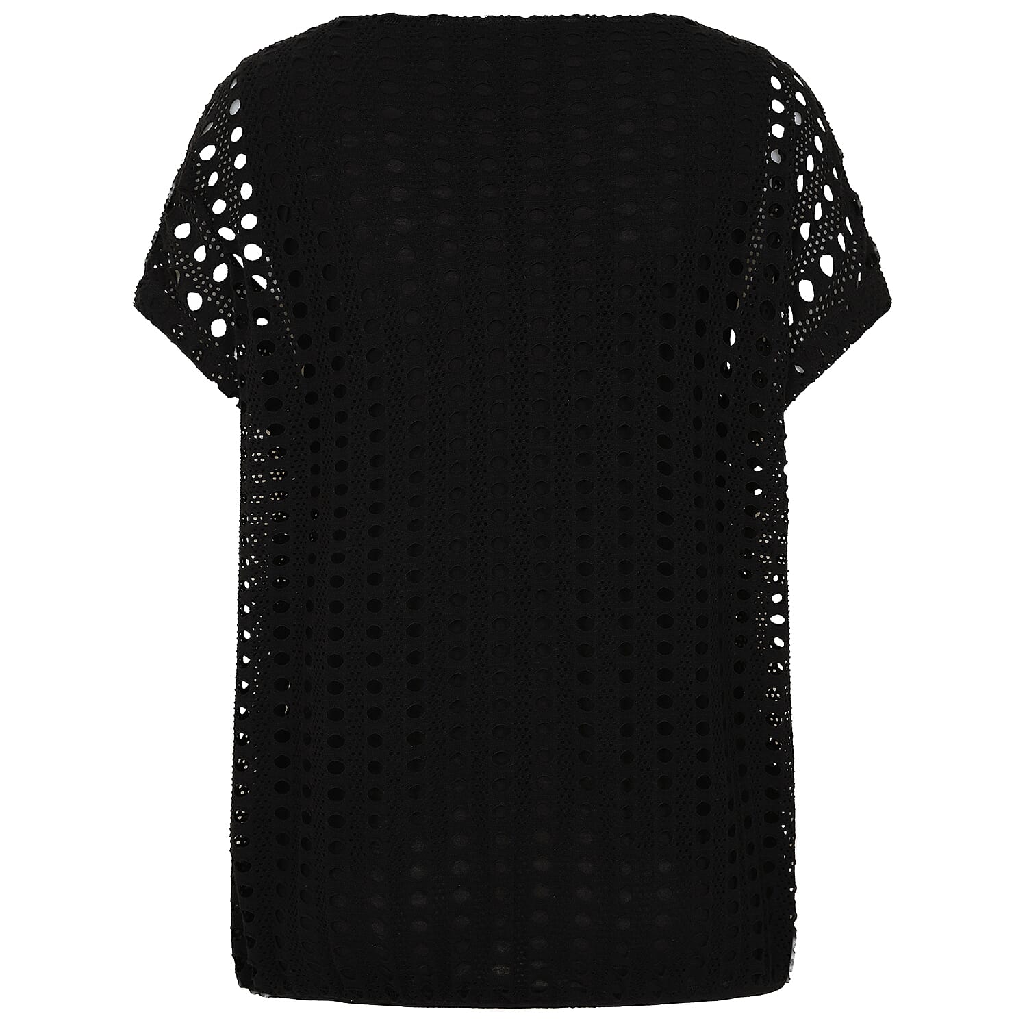Emreco Lace Jersey Knit Elastic Hem Top (Size 18) - Black