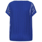 Emreco Lace Jersey Knit Elastic Hem Top (Size 18) - Blue