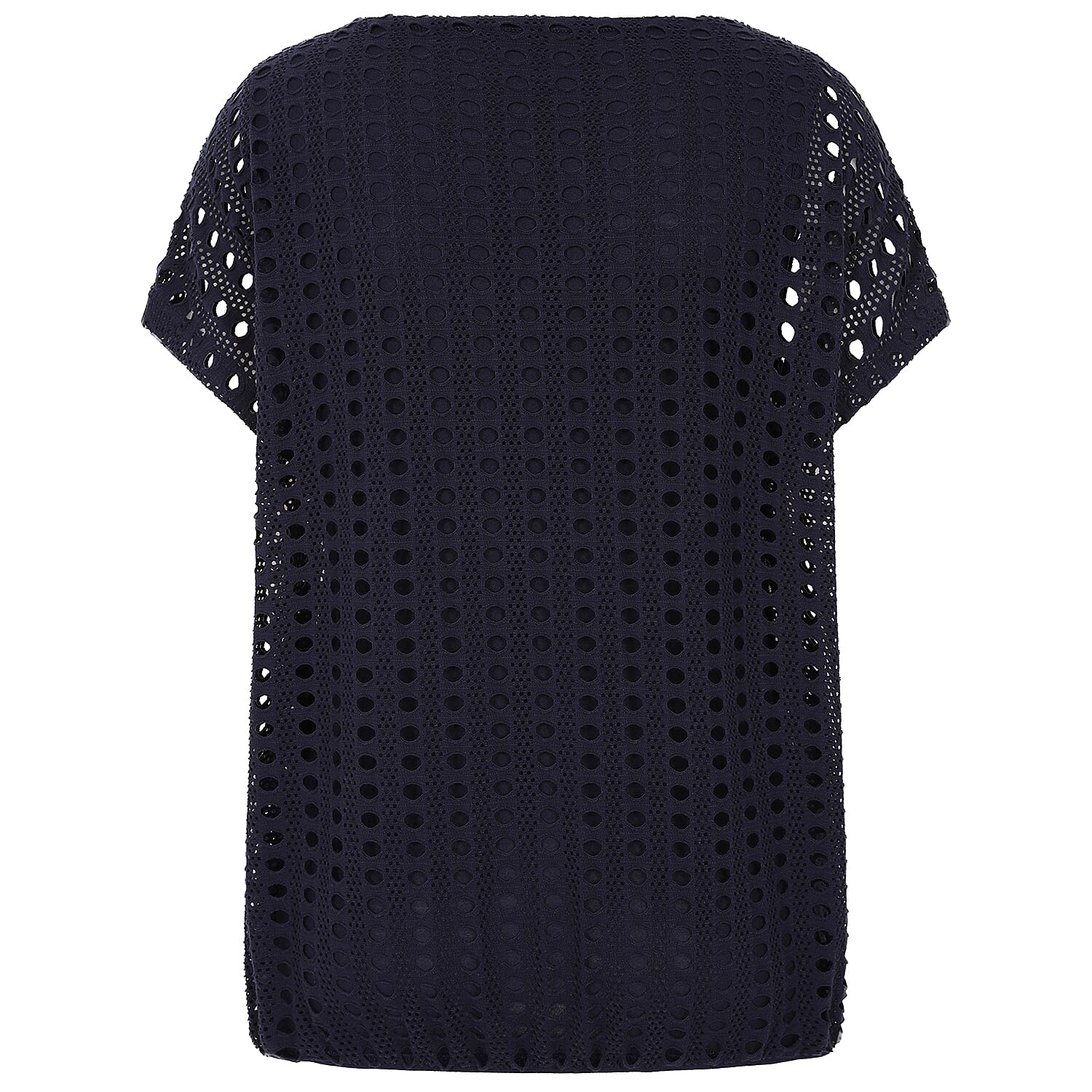 Emreco Lace Jersey Knit Elastic Hem Top (Size 20) - Navy
