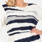 Emreco Long Sleeve Stripe Knit Jumper (Size L) - Ivory
