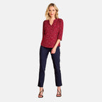 Emreco Mandarin Collar Blouse (Size 12) - Red