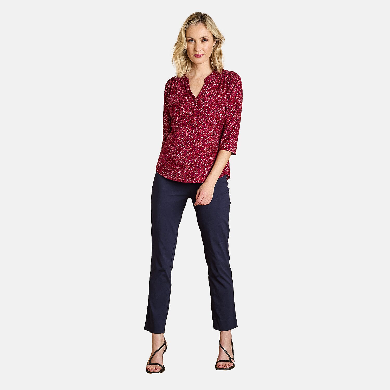Emreco Mandarin Collar Blouse (Size 12) - Red