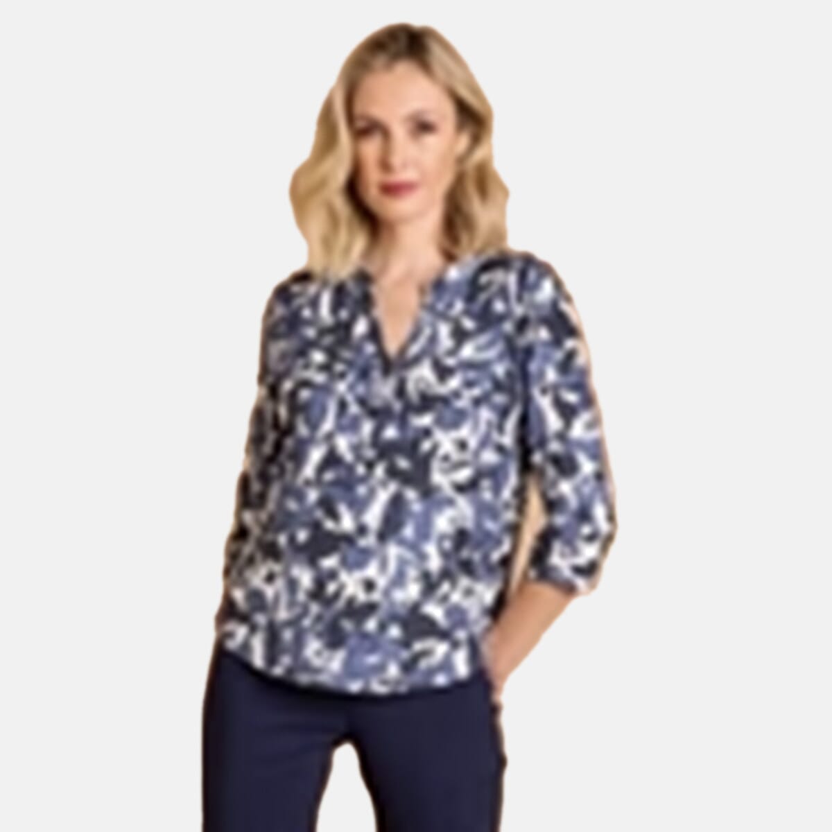Emreco Mandarin Collar Blouse (Size 14) - Grey