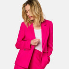 EMRECO Tailored Linen Open Front Blazer (Size 14) - Hot Pink