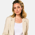 EMRECO Tailored Linen Open Front Blazer (Size 10) - Stone