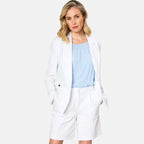 EMRECO Tailored Linen Open Front Blazer (Size 10) - White